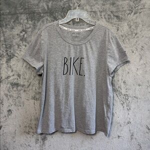 Rae Dunn T-Shirt with Verbiage “BIKE“, Lt Grey Heather XL. Short sleeve